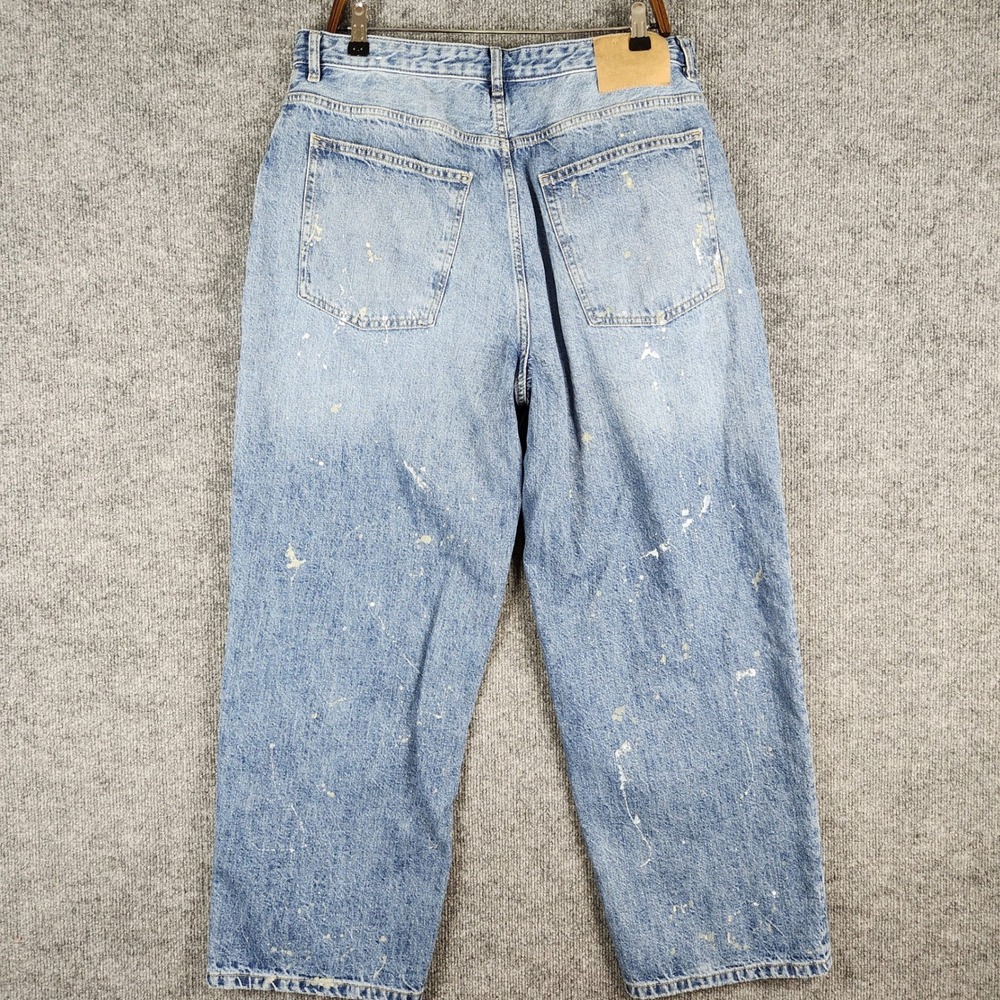 Zara Man Jeans Painted Splatter Light Wash Relaxed Denim Mens Size 36 Blue - Picture 5 of 11